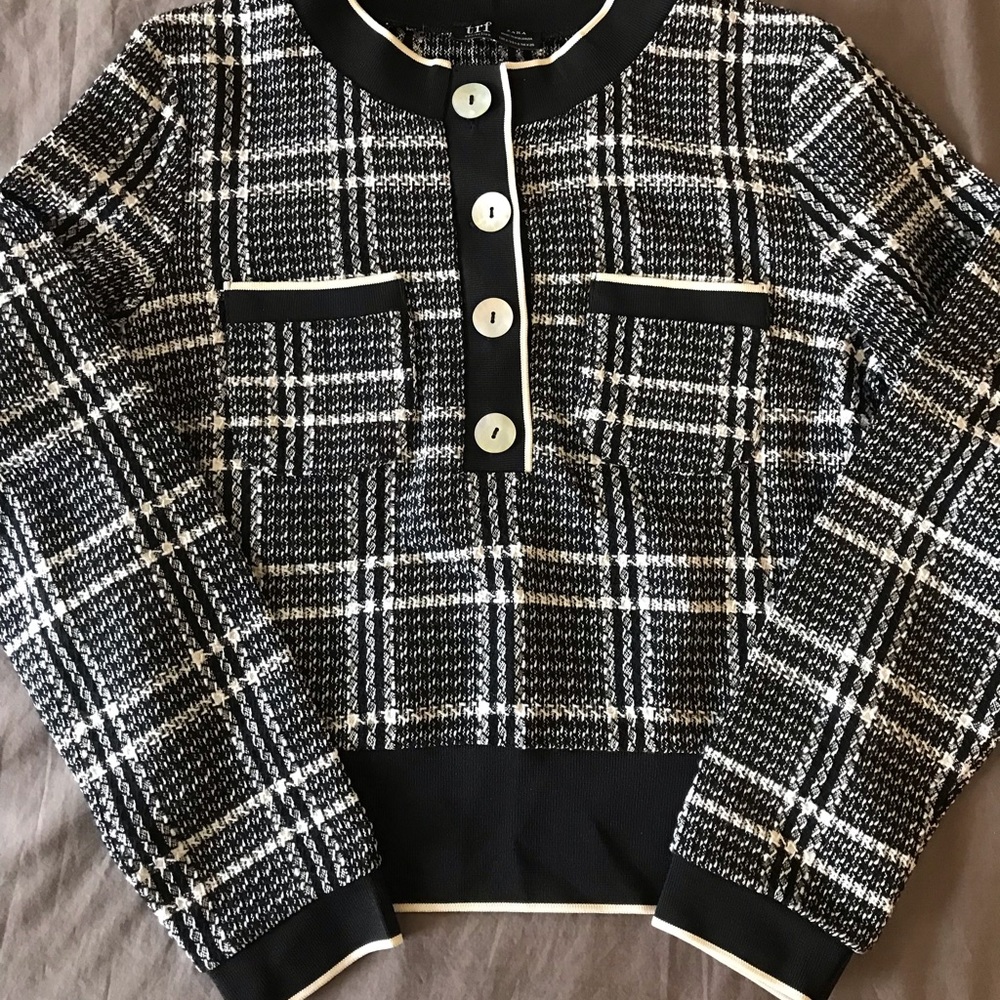 Zara Top Black and White Plaid